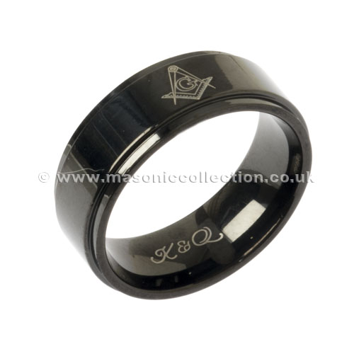 Black ION Plated Masonic Ring Band