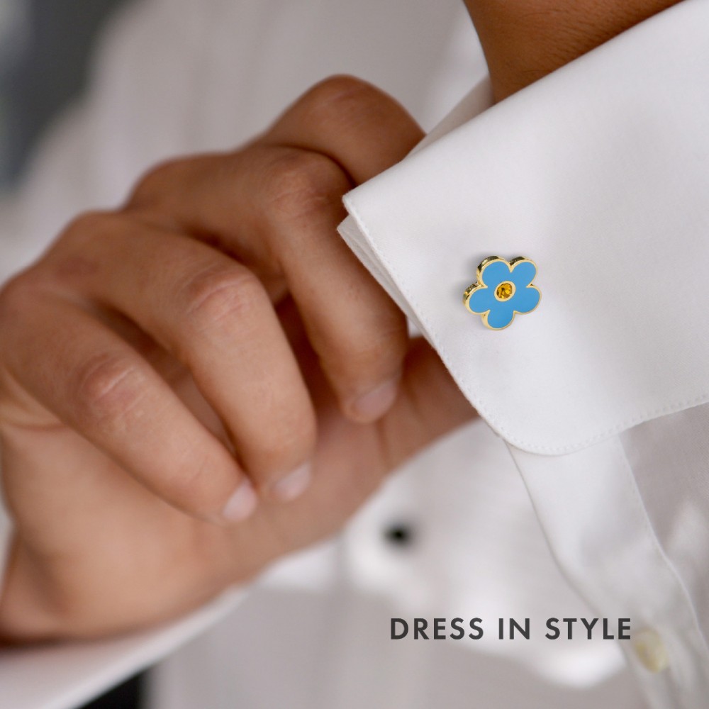 Forget-Me-Not Silk Tie & Matching Cufflinks