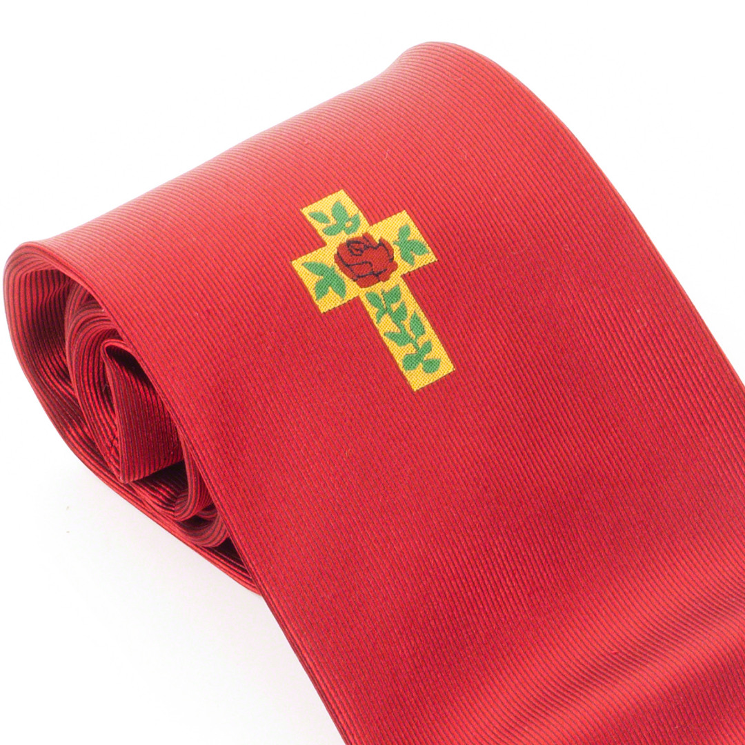 Rose Croix Red  Silk Woven Tie