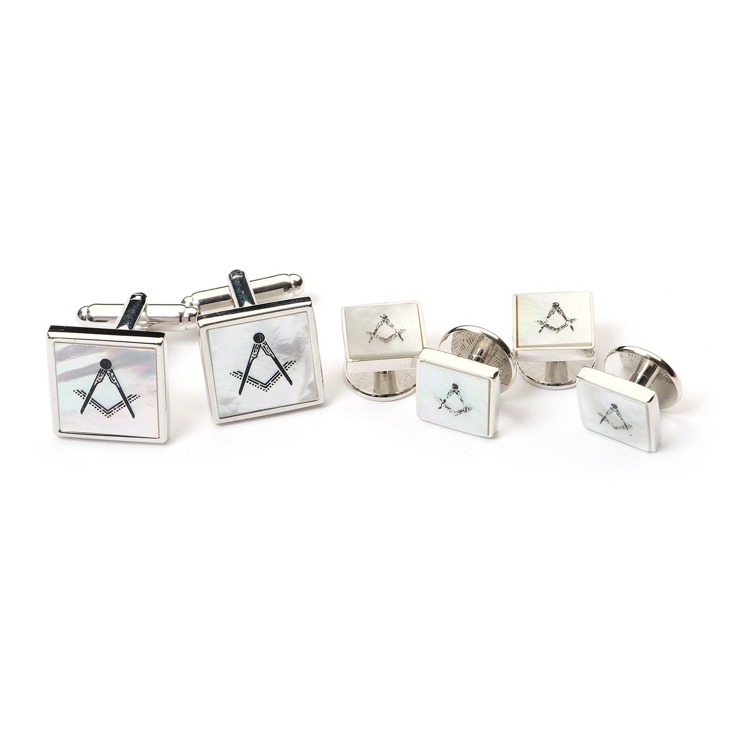 Masonic Mother of Pearl Cufflinks & Dress Shirt Studs