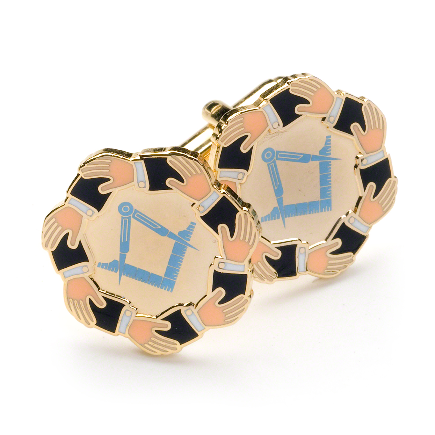Masonic Touching Hands Around Table Cufflinks