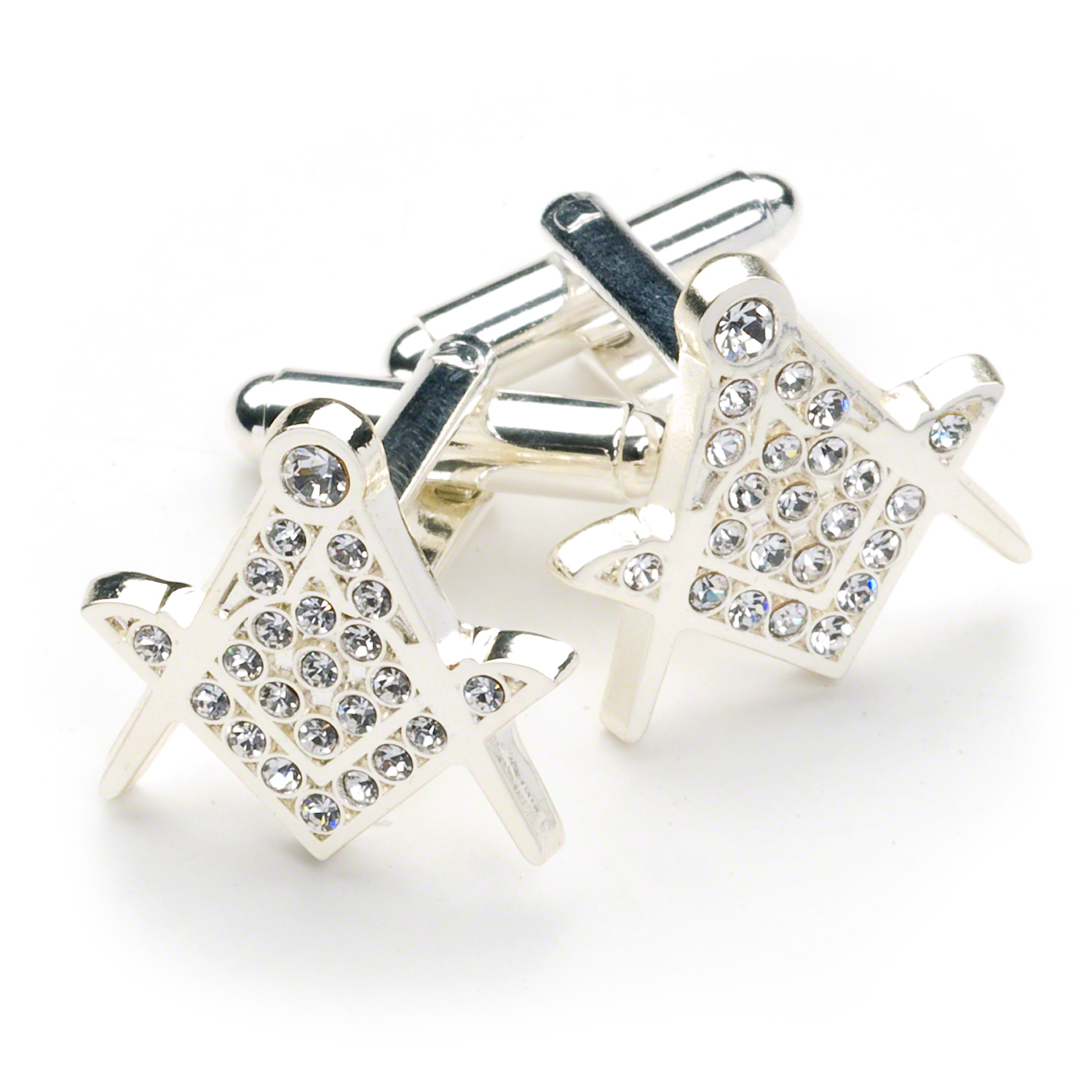 White Crystal Masonic Cufflinks