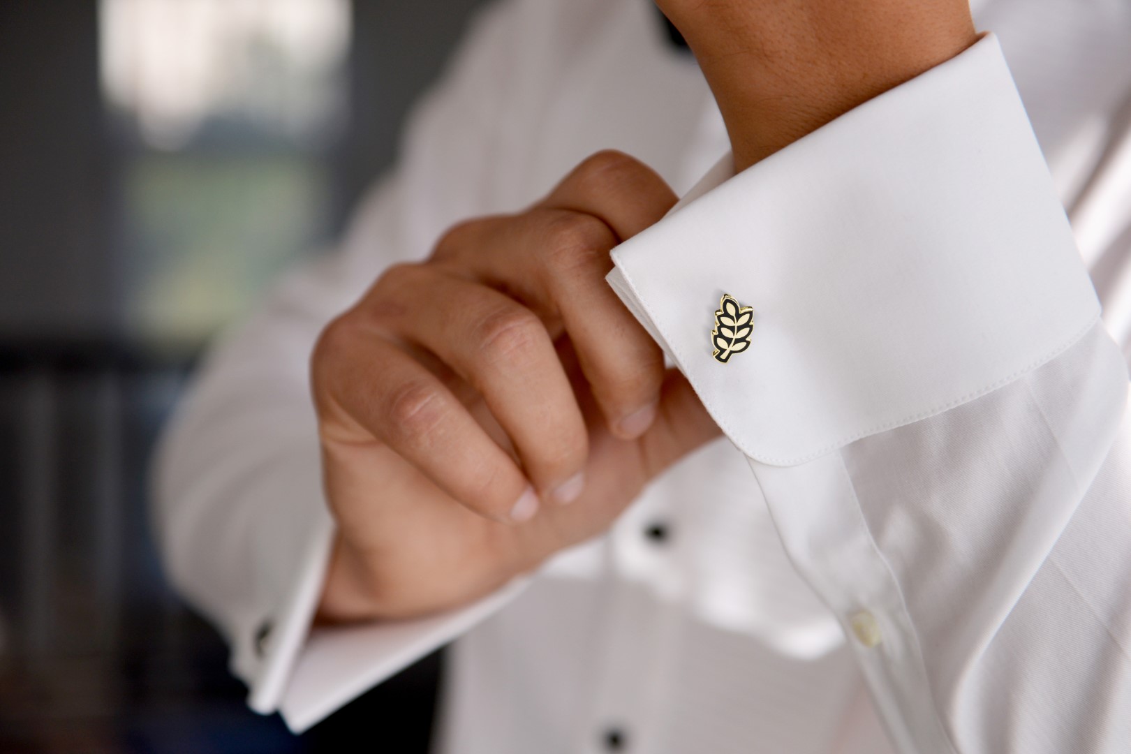 Acacia Leaf Tie & Matching Cufflinks