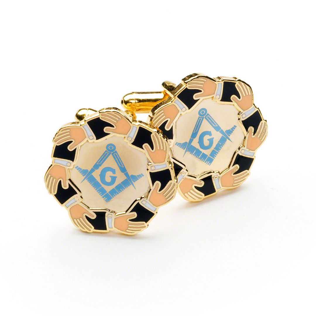 Masonic Touching Hands Around Table Cufflinks