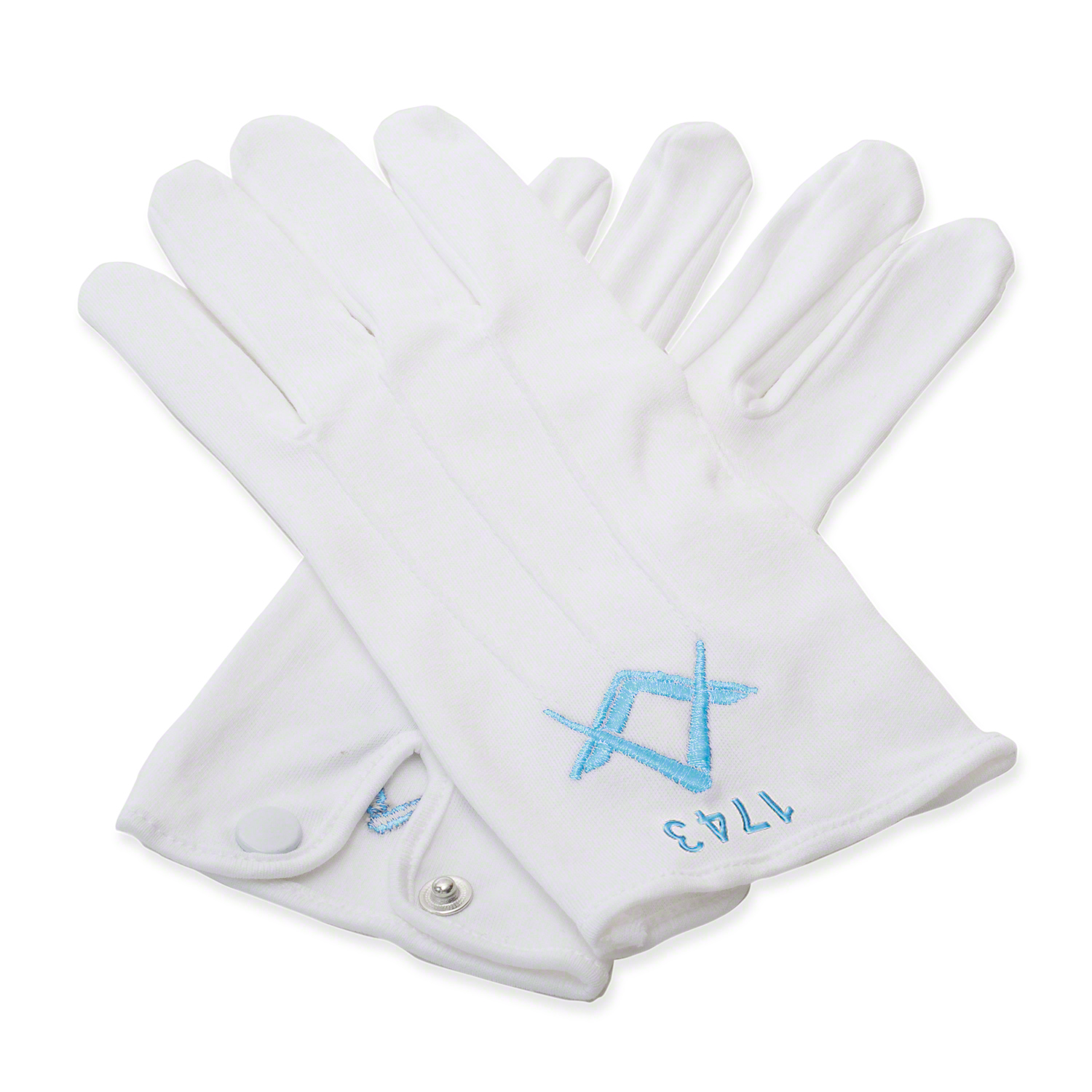 White 100% Cotton Masonic Gloves with Lodge Number